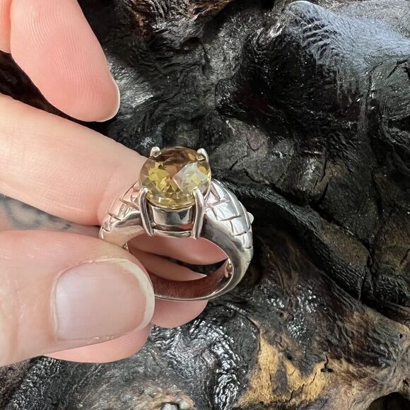 Vintage Clyde Duneier 5.21 ct Oval Checkerboard Cut Citrine Ring Size 7.5 925 - Picture 8 of 15